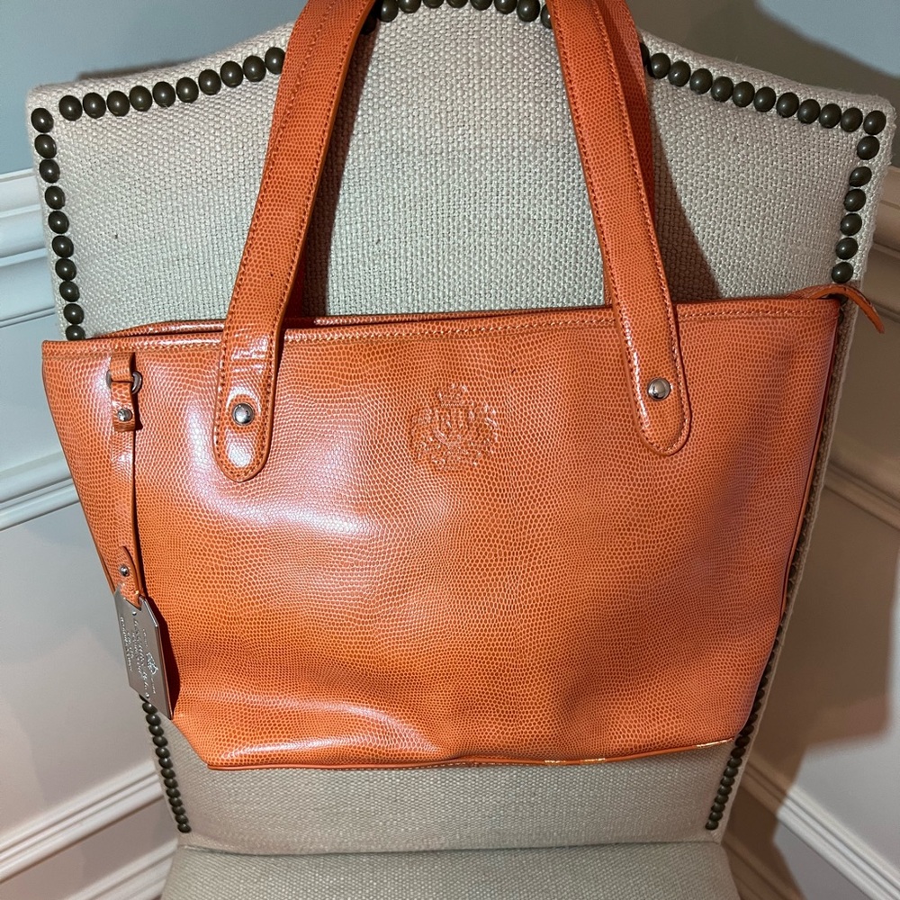 PRICE DROP*Make offer* LAUREN Ralph Lauren Orange Snake Skin Pattern Purse